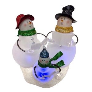 Festive Snowman Family Figurine with LED Lights Christmas Holiday EUC